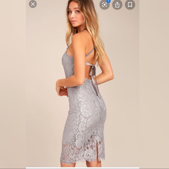 Lulus Dresses & Skirts - NWT! Lulu's Grey Lace Midi Bodycon Dress